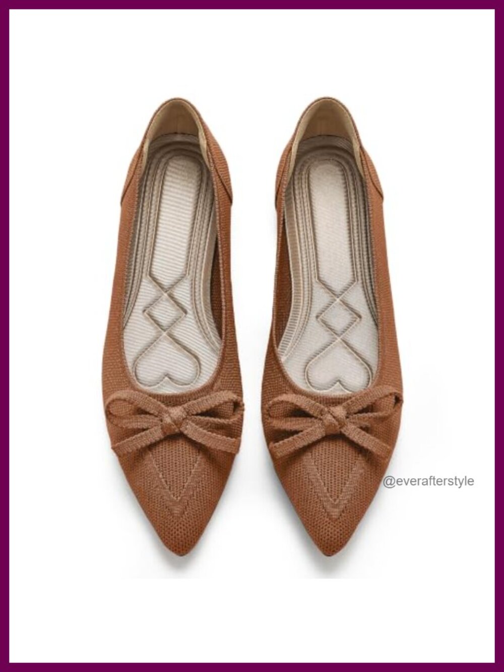 Ballet Flats Pointed Toe Knit Slip On Memory Foam Bow Women's